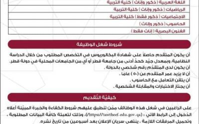 وظائف وزارة التعليم قطر للرجال والنساء